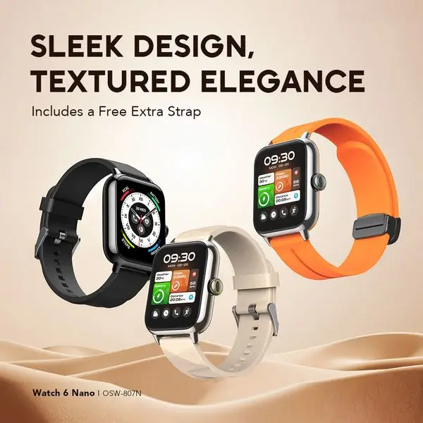 Oraimo Watch 6 Nano Black Smartwatch Price in BD, Gadget Point bd